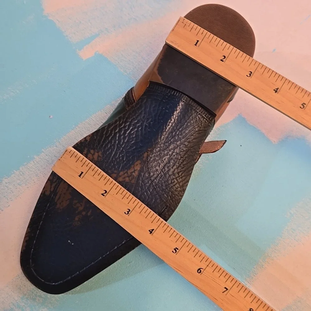 Steven Land Monk Strap Shoes Mens 7.5 Colorblock‎ Buckle Pointed Toe Brown Green